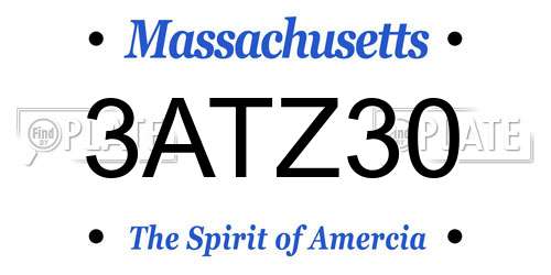 3ATZ30 Massachusetts License Plate