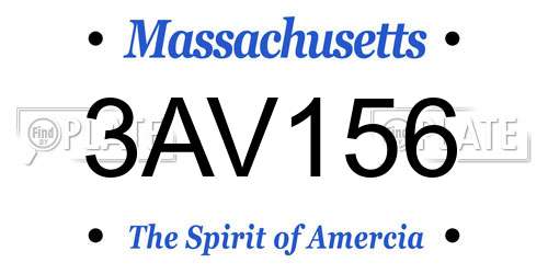 3AV156 Massachusetts License Plate