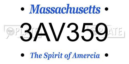 3AV359 Massachusetts License Plate