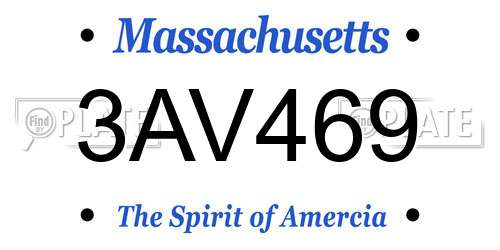 3AV469 Massachusetts License Plate