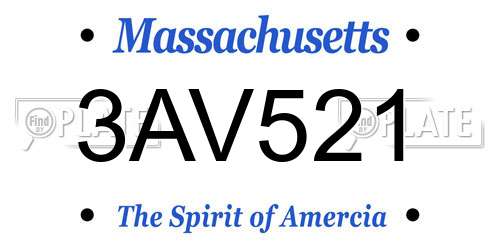 3AV521 Massachusetts License Plate