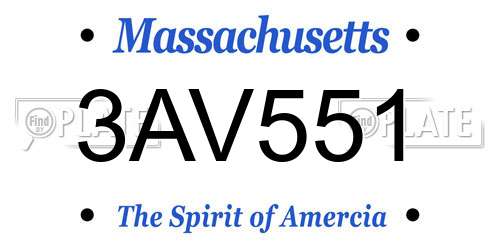 3AV551 Massachusetts License Plate