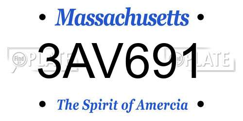 3AV691 Massachusetts License Plate
