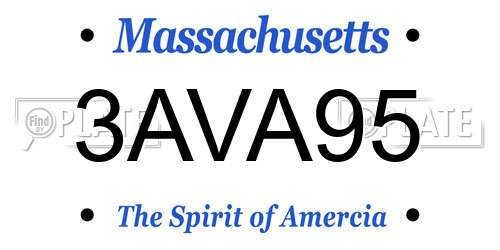 3AVA95 Massachusetts License Plate