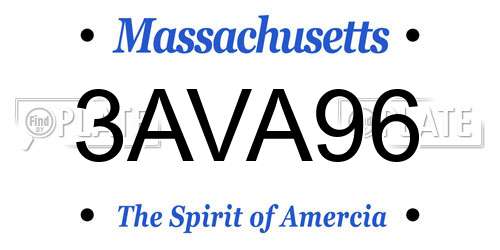 3AVA96 Massachusetts License Plate