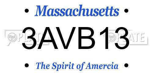 3AVB13 Massachusetts License Plate