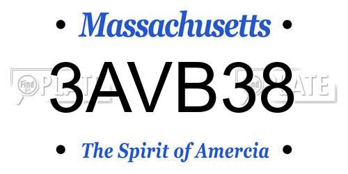 3AVB38 Massachusetts License Plate