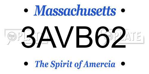 3AVB62 Massachusetts License Plate
