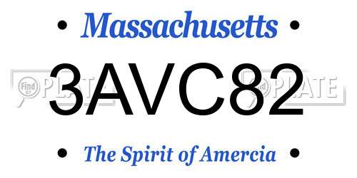 3AVC82 Massachusetts License Plate