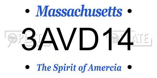 3AVD14 Massachusetts License Plate