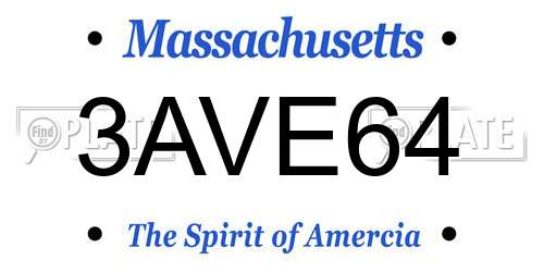 3AVE64 Massachusetts License Plate