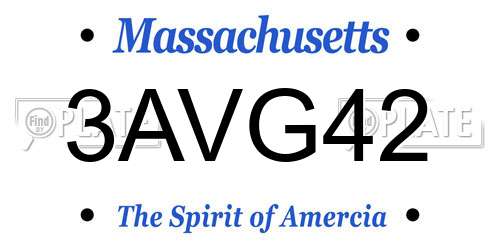 3AVG42 Massachusetts License Plate