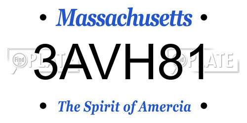 3AVH81 Massachusetts License Plate