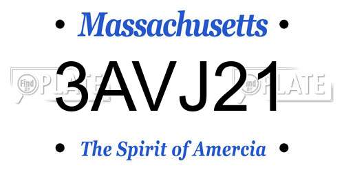 3AVJ21 Massachusetts License Plate