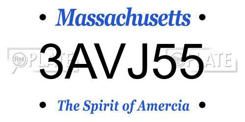 3AVJ55 Massachusetts License Plate