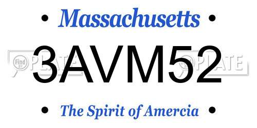 3AVM52 Massachusetts License Plate