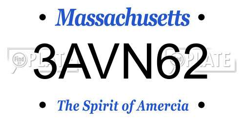3AVN62 Massachusetts License Plate