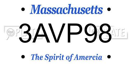 3AVP98 Massachusetts License Plate