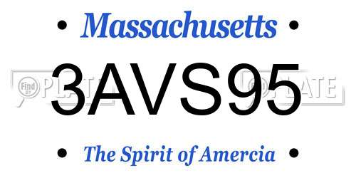 3AVS95 Massachusetts License Plate