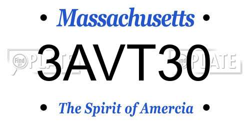 3AVT30 Massachusetts License Plate