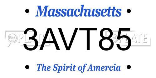3AVT85 Massachusetts License Plate