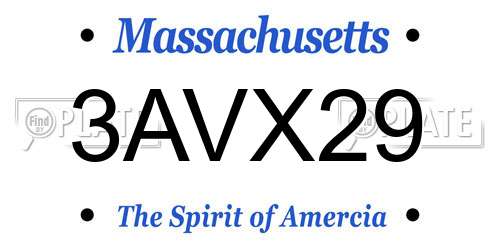 3AVX29 Massachusetts License Plate