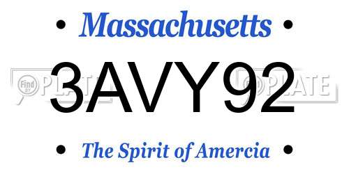 3AVY92 Massachusetts License Plate