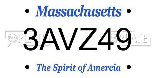 3AVZ49 Massachusetts License Plate