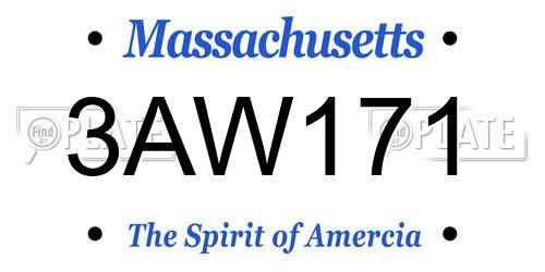 3AW171 Massachusetts License Plate