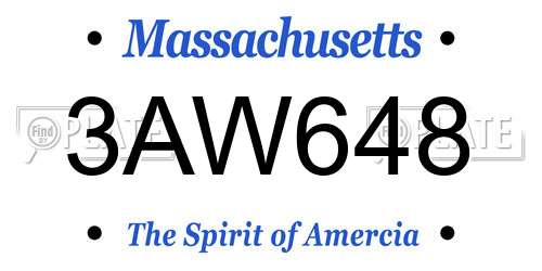 3AW648 Massachusetts License Plate