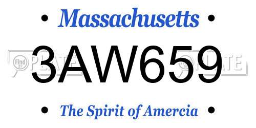 3AW659 Massachusetts License Plate