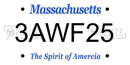 3AWF25 Massachusetts License Plate