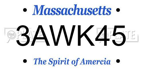 3AWK45 Massachusetts License Plate
