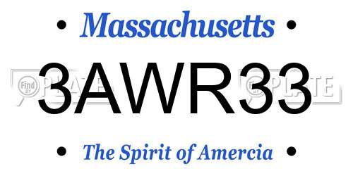 3AWR33 Massachusetts License Plate