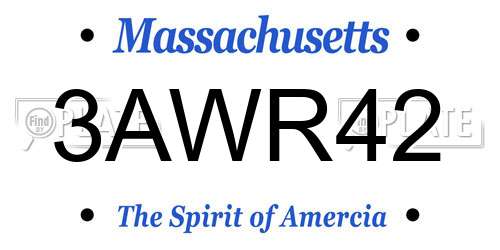 3AWR42 Massachusetts License Plate