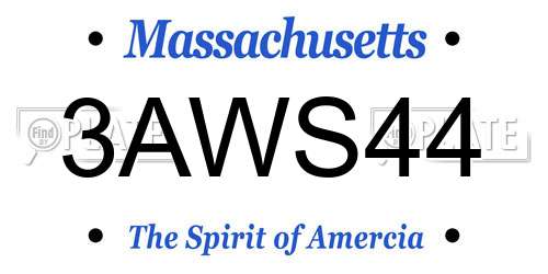 3AWS44 Massachusetts License Plate