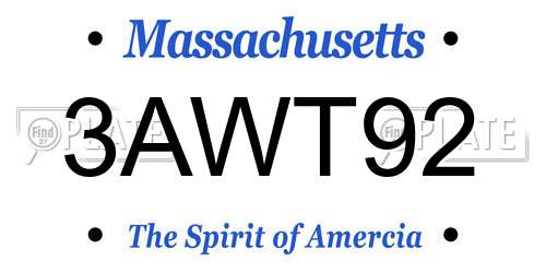 3AWT92 Massachusetts License Plate