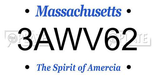 3AWV62 Massachusetts License Plate