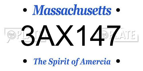 3AX147 Massachusetts License Plate