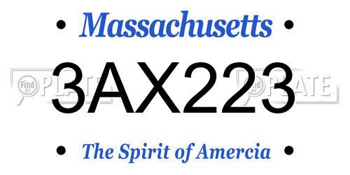 3AX223 Massachusetts License Plate