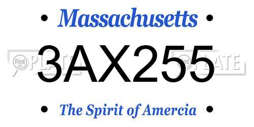 3AX255 Massachusetts License Plate