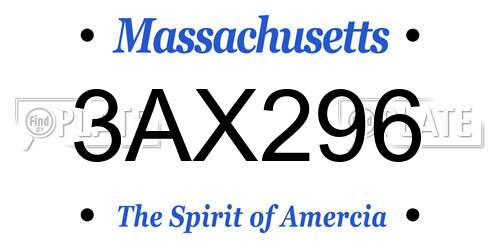 3AX296 Massachusetts License Plate