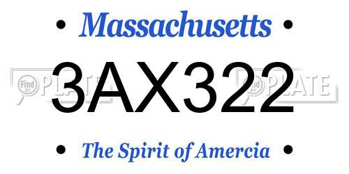 3AX322 Massachusetts License Plate