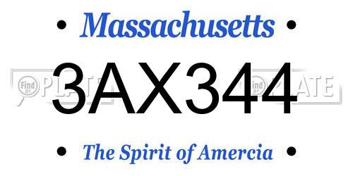 3AX344 Massachusetts License Plate