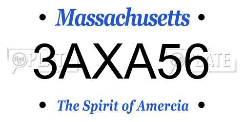 3AXA56 Massachusetts License Plate