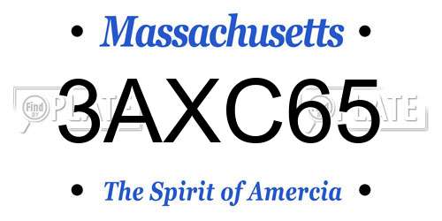 3AXC65 Massachusetts License Plate