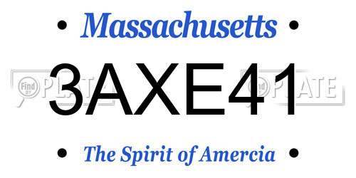 3AXE41 Massachusetts License Plate