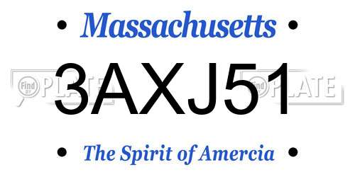 3AXJ51 Massachusetts License Plate