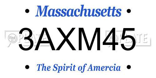 3AXM45 Massachusetts License Plate