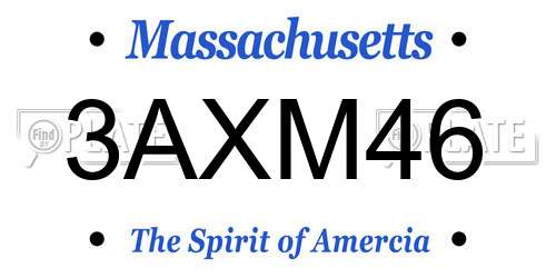 3AXM46 Massachusetts License Plate